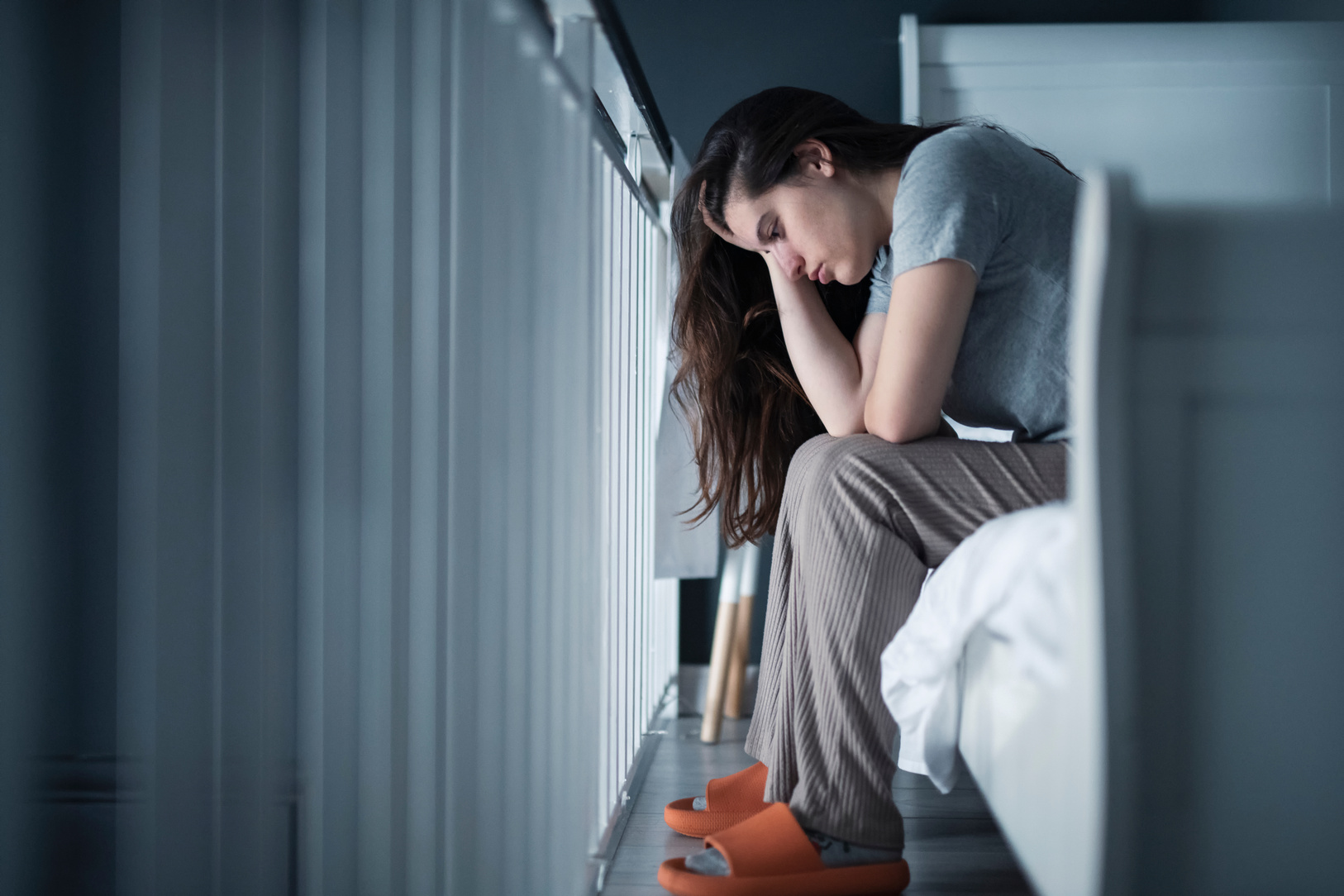 Young woman suffering from anxiety and depression.