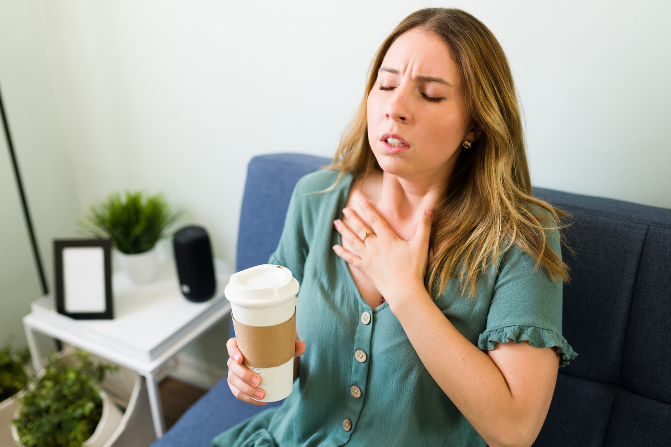 Beautiful woman trying to calm down