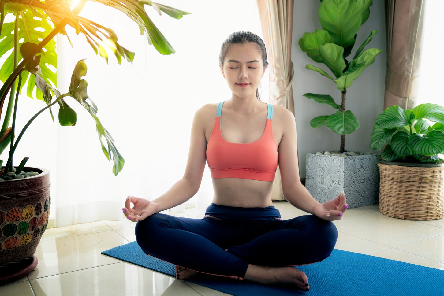 Time for meditation, yoga session, well-being concept