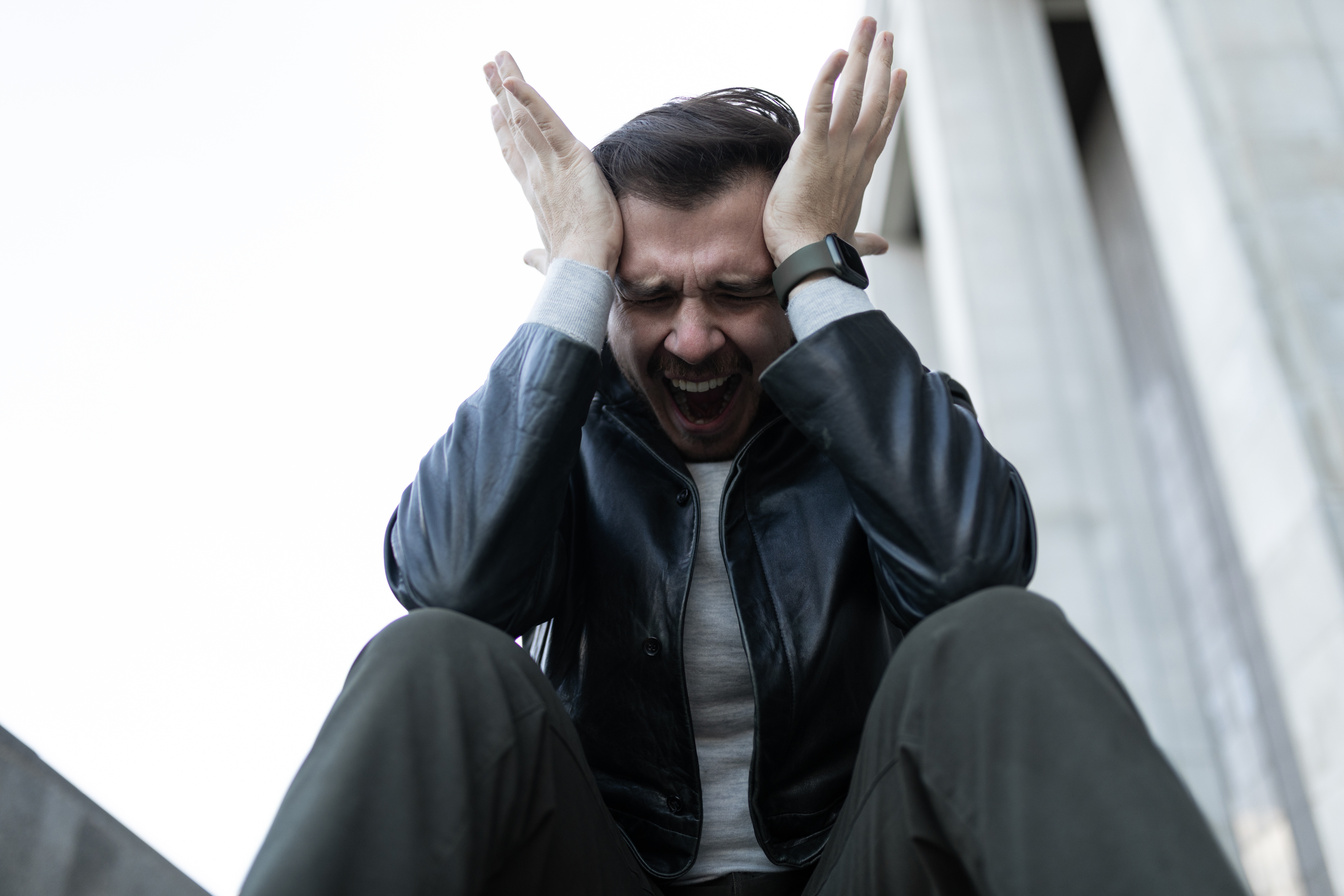 Portrait of a Middle-Aged Man with Post-Traumatic Stress Disorder