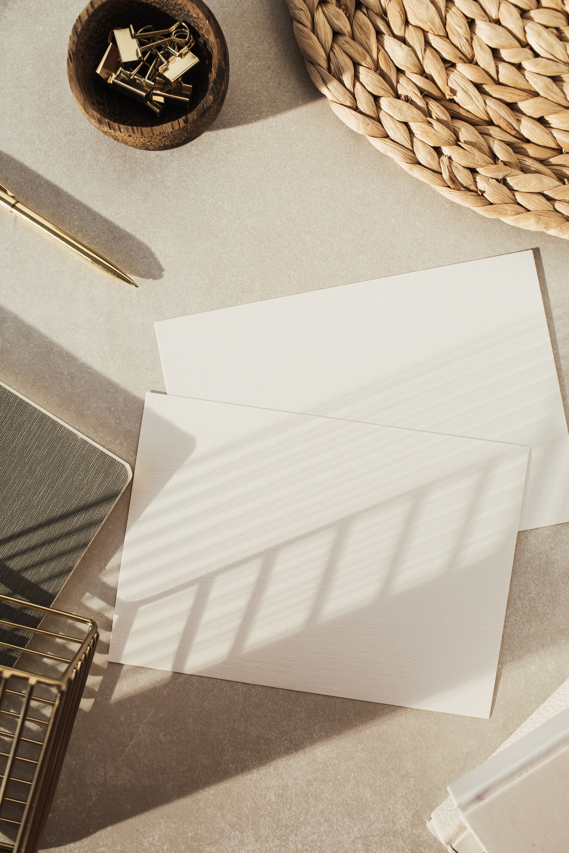 Minimalist Stationery on Desk
